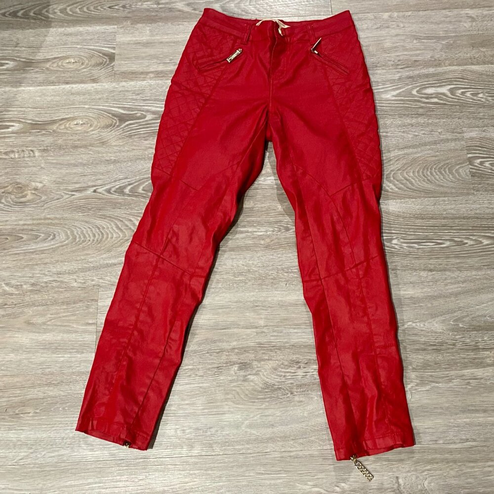 Lanca Perfume Quilted Wax Coated Skinny Low Rise Rock Preppy Y2K Jeans Pants 38